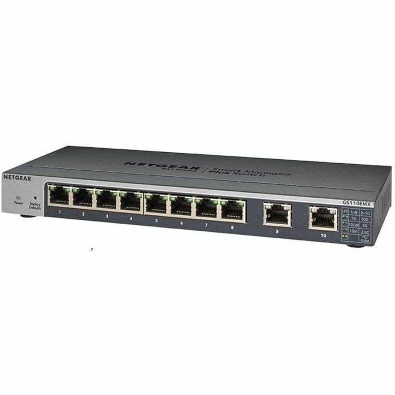 Netgear ProAV GS110EMX 8-port Gigabit switch with 10G uplinks