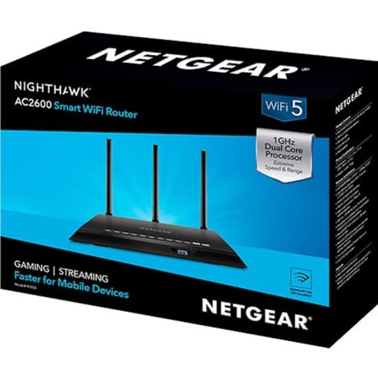 NETGEAR Nighthawk AC2600 Smart WiFi Router R7450 desktop router with dual-band gigabit Ethernet