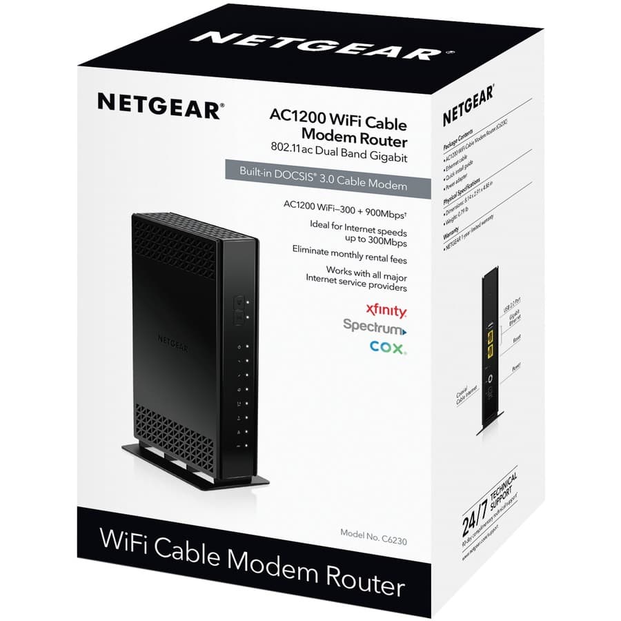 NETGEAR C6230 AC1200 cable modem router combo for home internet