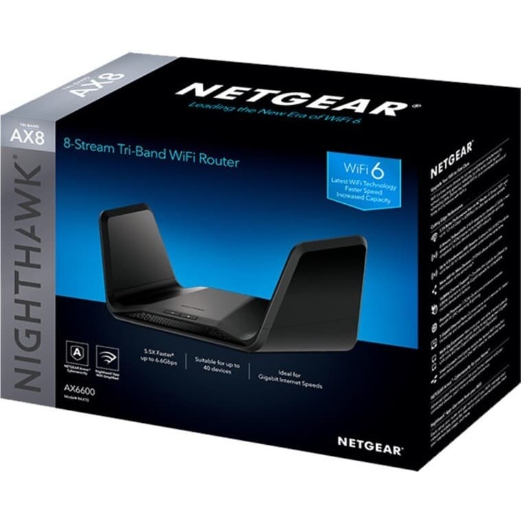 NETGEAR RAX70-100NAS AX6600 tri-band WiFi 6 desktop router