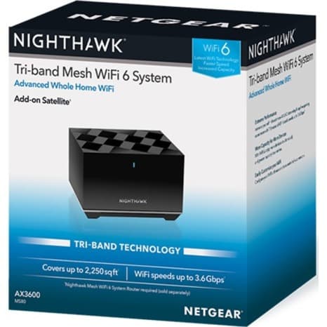Netgear Nighthawk MS80-100NAS tri-band WiFi 6 mesh system for whole-home coverage