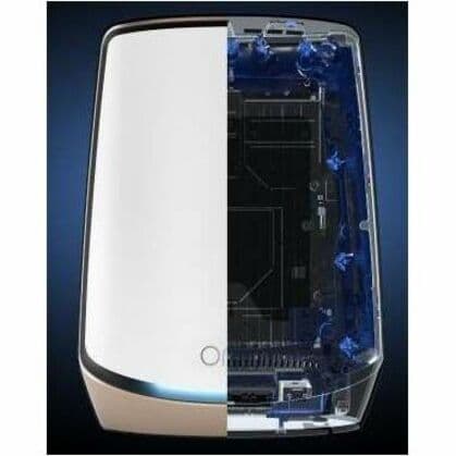 Netgear Orbi AX6000 tri-band Wi‑Fi 6 mesh system with router and two satellites