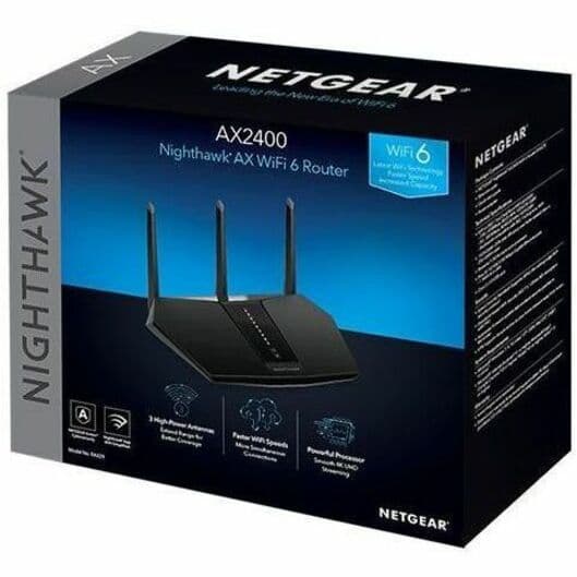 Netgear Nighthawk AX2400 WiFi 6 router with 5 Ethernet ports for home use