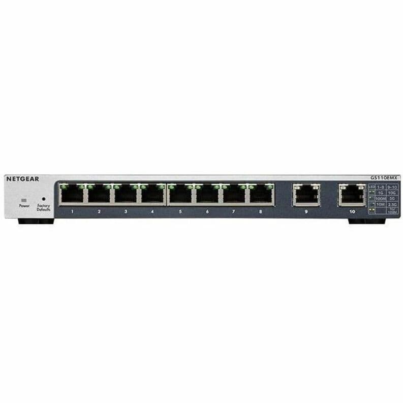 Netgear ProAV GS110EMX 8-port Gigabit switch with 10G uplinks