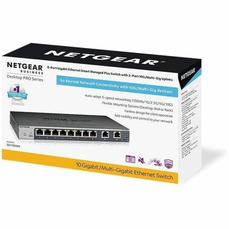 Netgear ProAV GS110EMX 8-port Gigabit switch with 10G uplinks