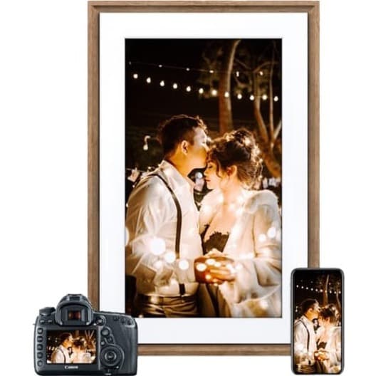 Meural Canvas II smart art frame with 27 inch display and 19 x 29 walnut Winslow frame