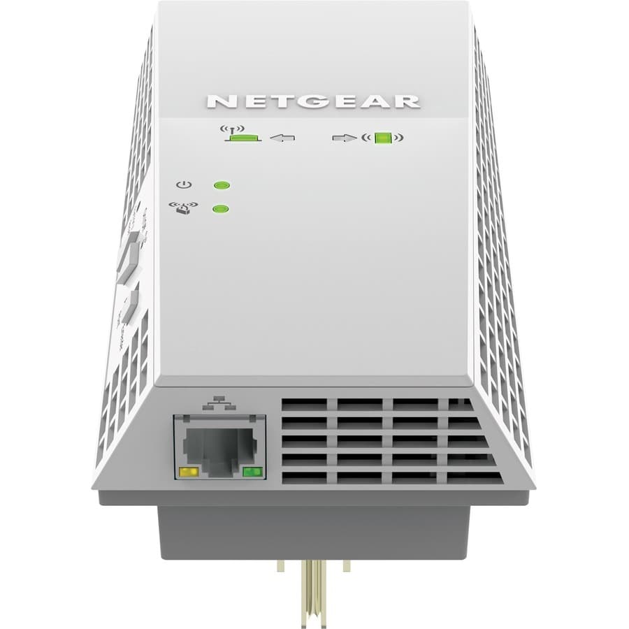 Netgear EX6400 AC1900 WiFi range extender with plug-in wall design and Gigabit Ethernet port
