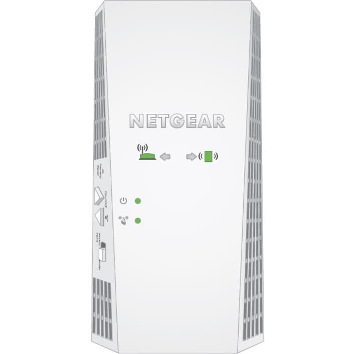 Netgear EX6400 AC1900 WiFi range extender with plug-in wall design and Gigabit Ethernet port