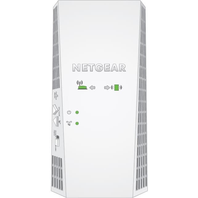 Netgear EX6400 AC1900 WiFi range extender with plug-in wall design and Gigabit Ethernet port