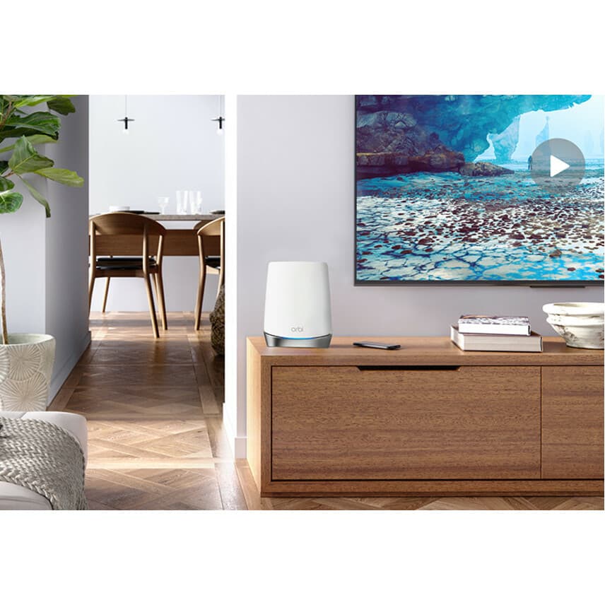 Netgear Orbi RBK753-100NAS AX4200 tri-band WiFi 6 mesh router bundle with two satellites
