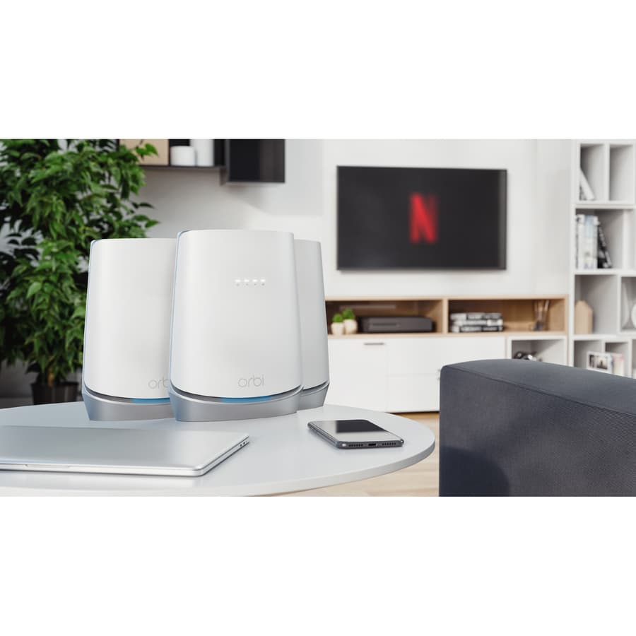 Netgear Orbi WiFi 6 DOCSIS 3.1 cable modem bundle for whole-home mesh coverage