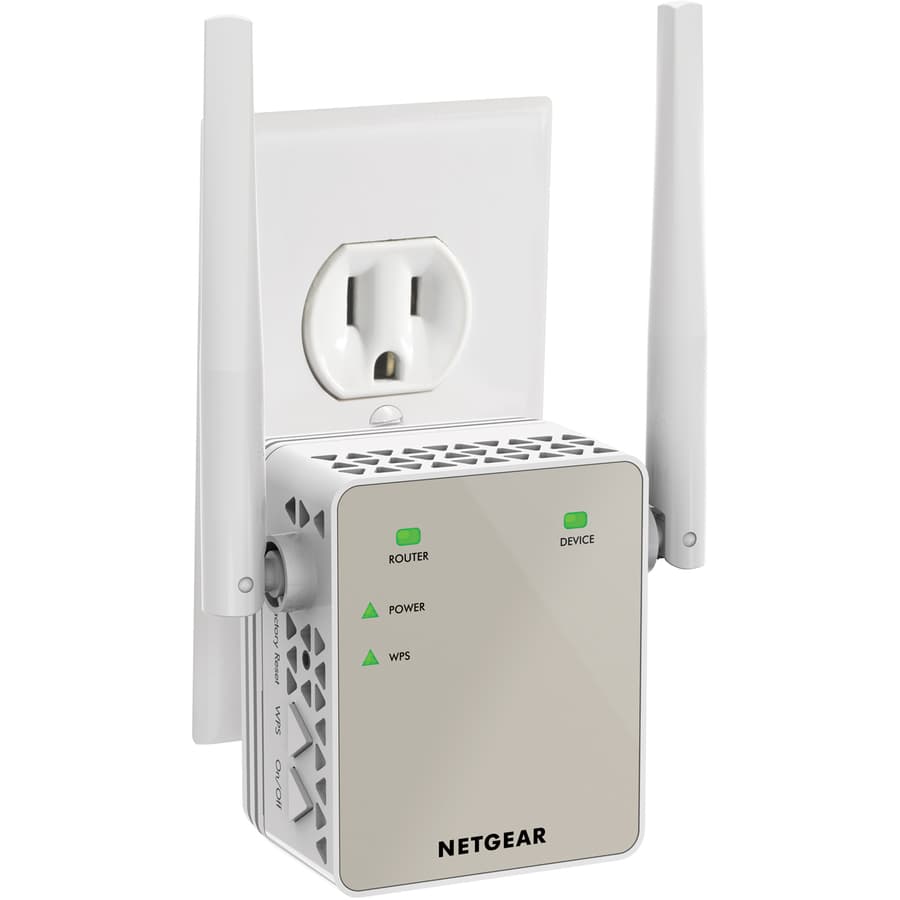 Netgear AC1200 WiFi Range Extender wall-mount dual-band Wi-Fi 5 device with Gigabit Ethernet