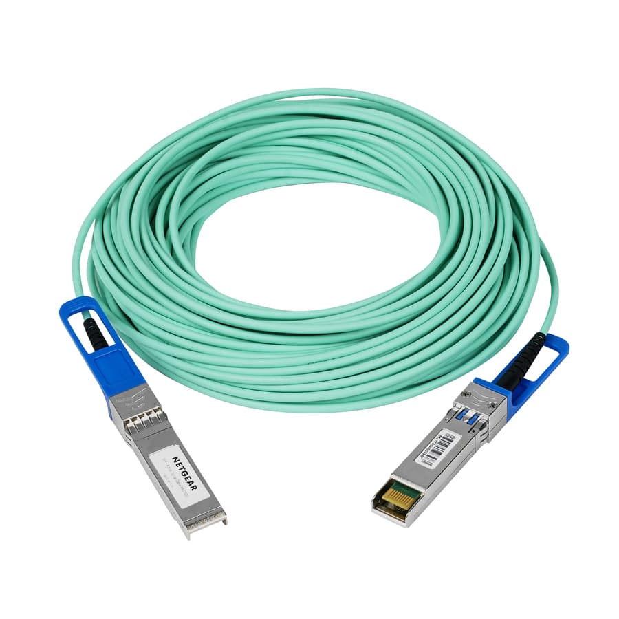 NETGEAR 20 m active optical SFP+ direct attach cable with MPO-12 ends for OM3 multimode links