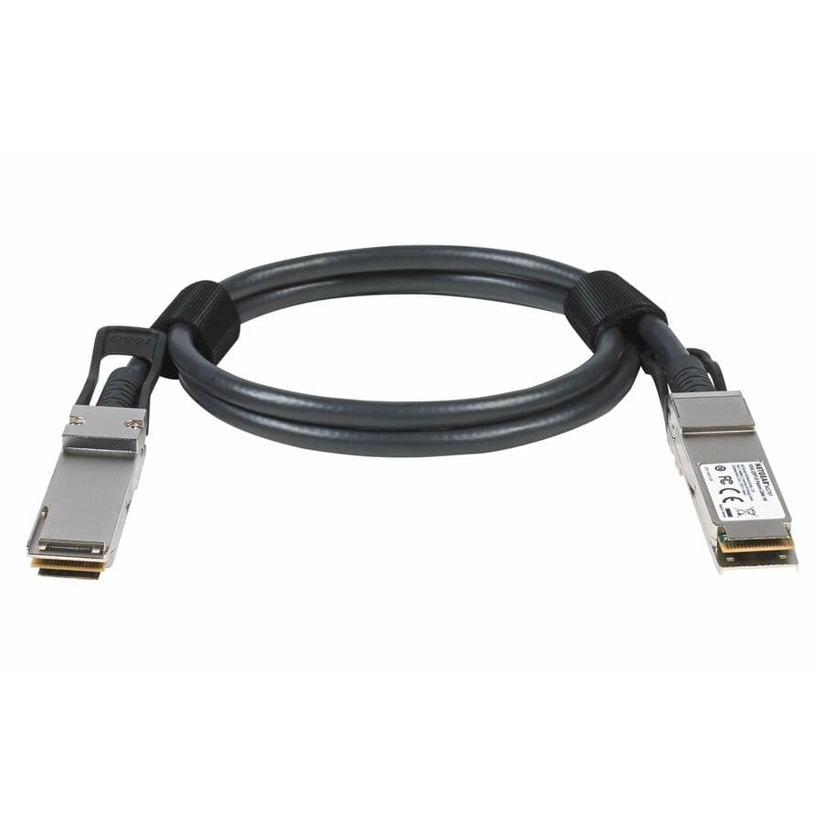 NETGEAR 100G QSFP28 to QSFP28 1-meter passive DAC cable for short-reach data center connections