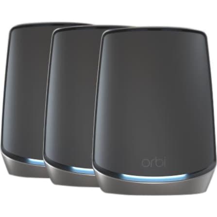 NETGEAR Orbi AX6000 tri-band WiFi 6 mesh system with one router and two satellites