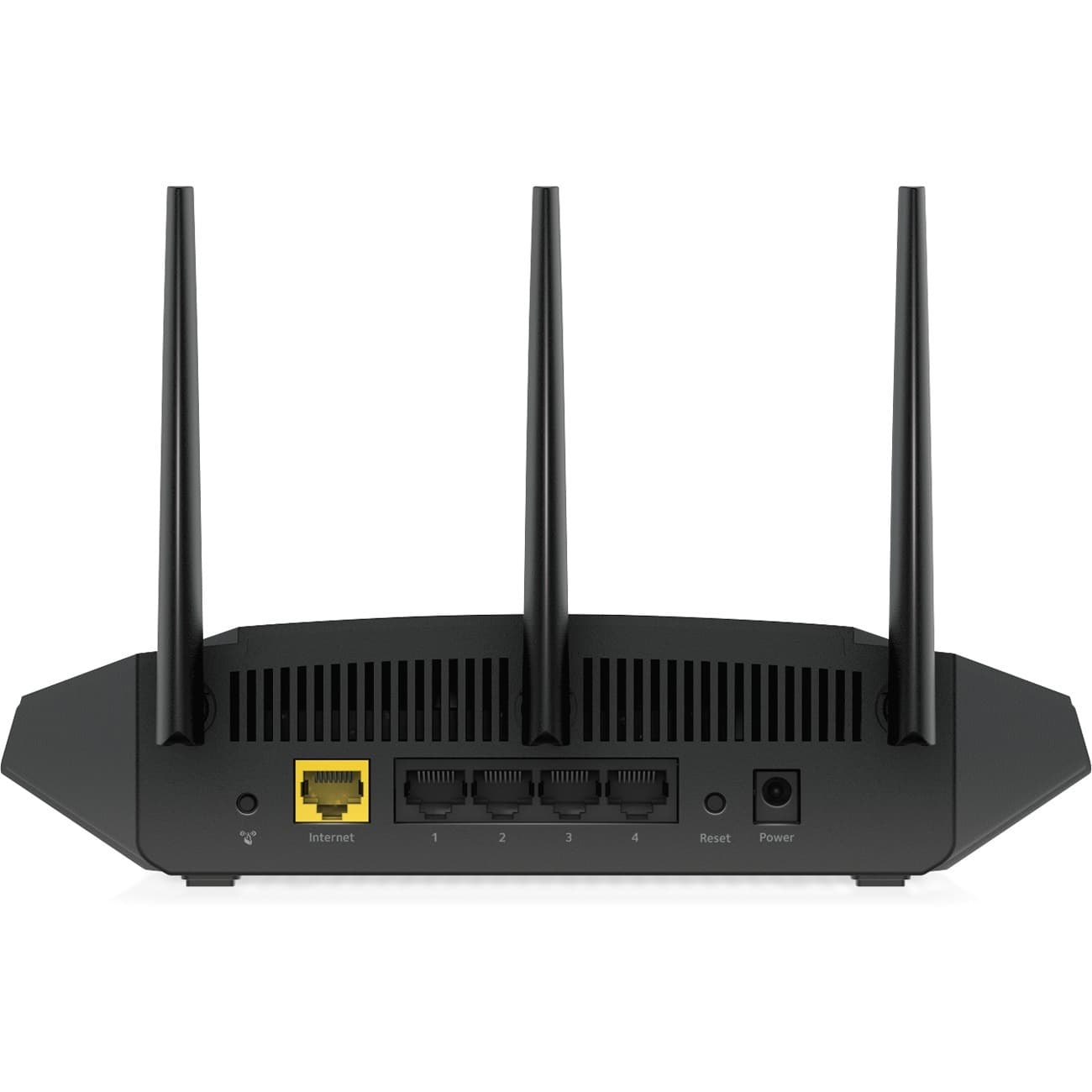 Netgear AX1800 WiFi 6 router desktop unit with dual-band wireless and Gigabit Ethernet ports