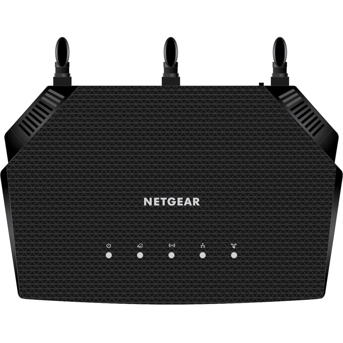 Netgear AX1800 WiFi 6 router desktop unit with dual-band wireless and Gigabit Ethernet ports
