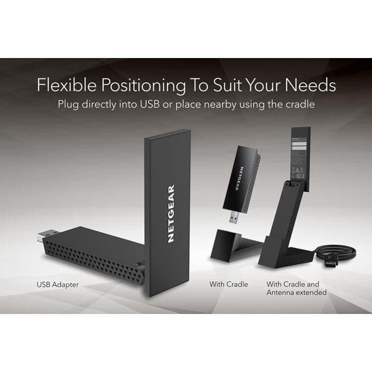 Netgear A8000-100PAS WiFi 6E USB 3.0 adapter for tri-band wireless connectivity