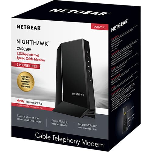 Netgear Nighthawk CM2050V 2.5 Gbps cable modem for Xfinity Voice