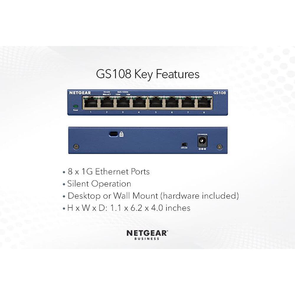 NETGEAR ProSAFE GS108-400NAS 8-port Gigabit unmanaged desktop switch