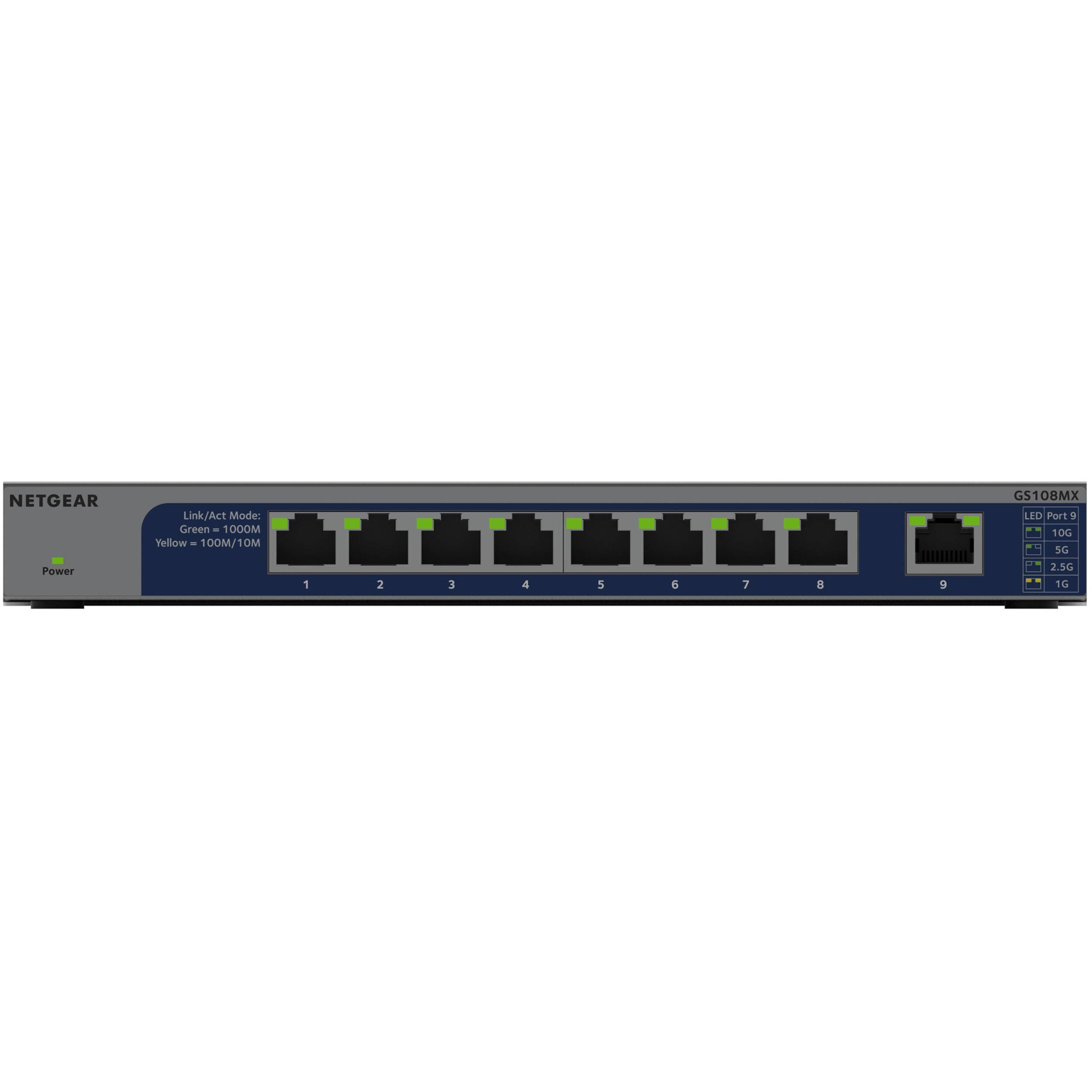 Netgear GS108MX-100NAS unmanaged switch with 8 Gigabit ports and 1 10G multi-gig uplink