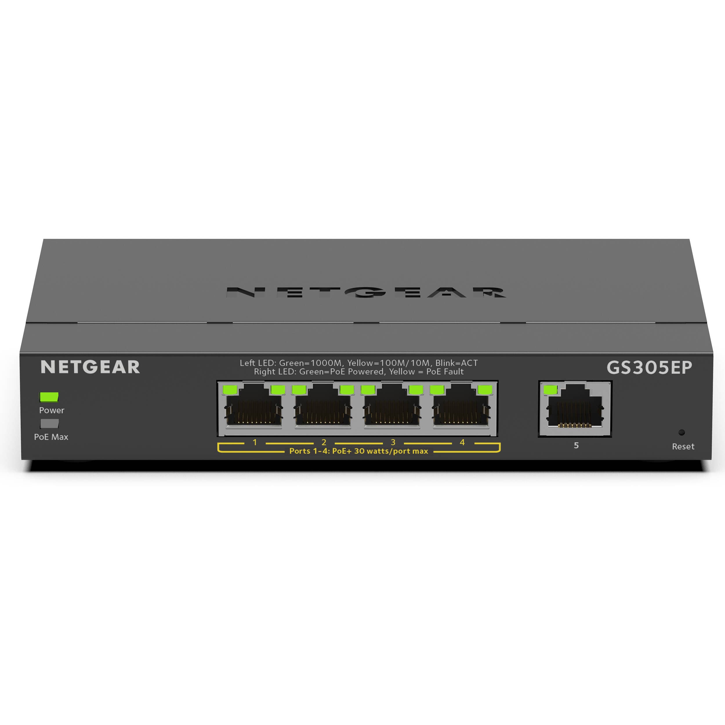 NETGEAR GS305EP-100NAS 5-port Gigabit Smart Managed Plus PoE+ switch with 4 PoE ports