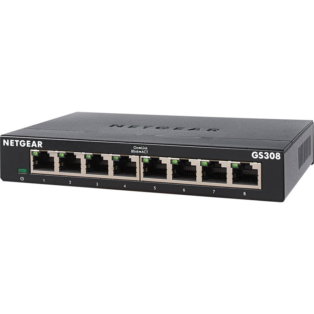 Netgear GS308-300PAS 8-port Gigabit unmanaged switch for small office wired networking