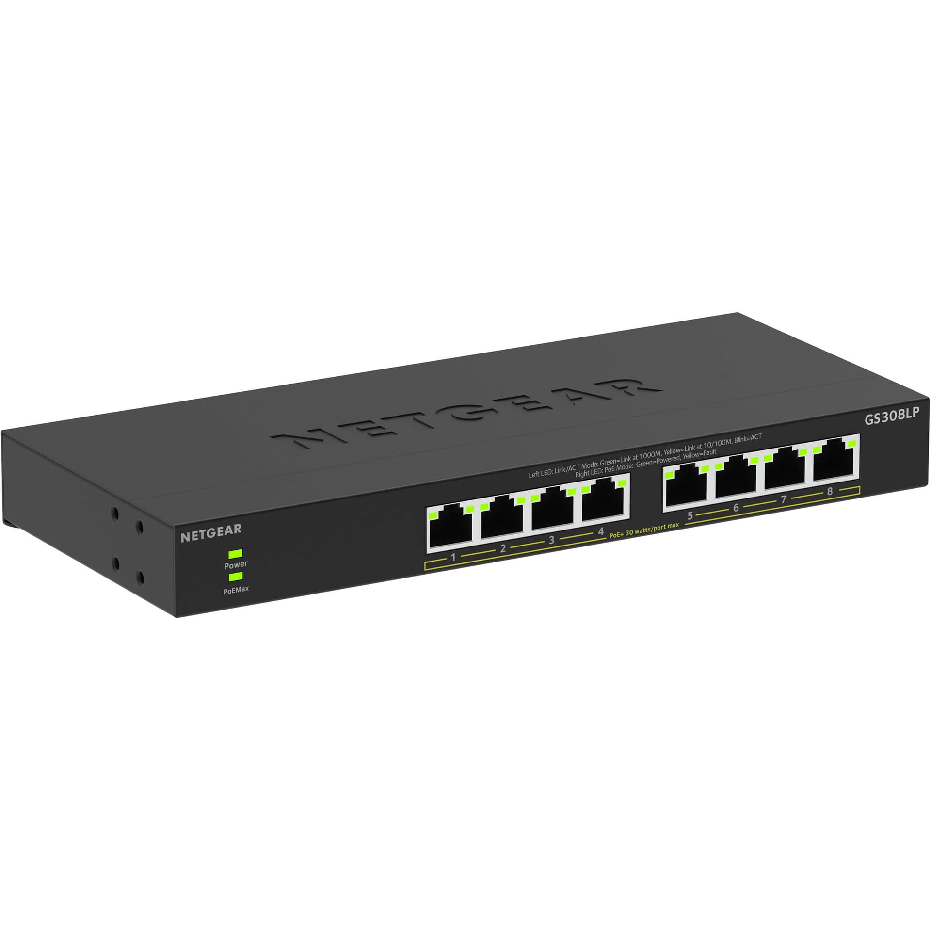 Netgear GS308LP 8-port Gigabit unmanaged PoE+ switch for cameras and access points