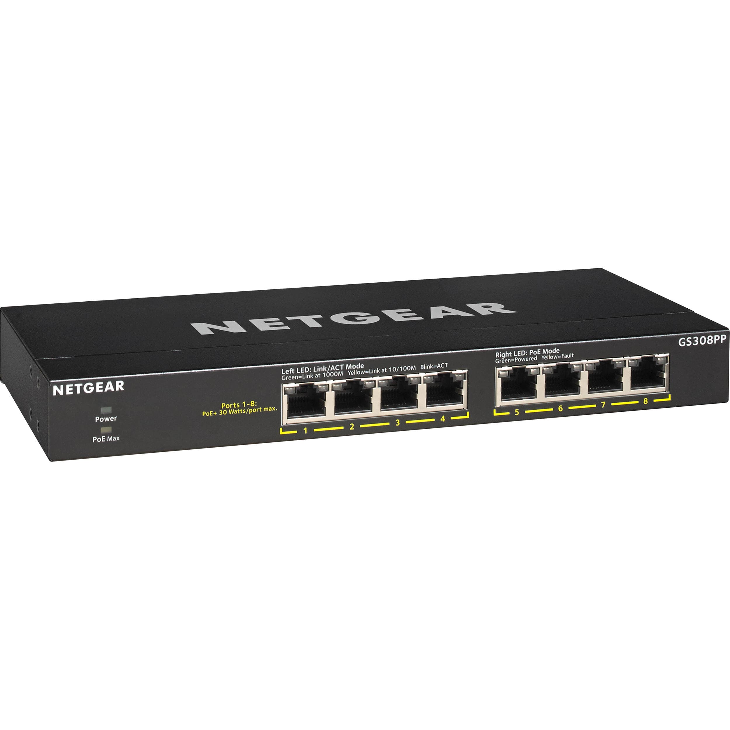 NETGEAR GS308PP-100NAS 8-Port Gigabit Unmanaged PoE+ Switch | FlexPoE