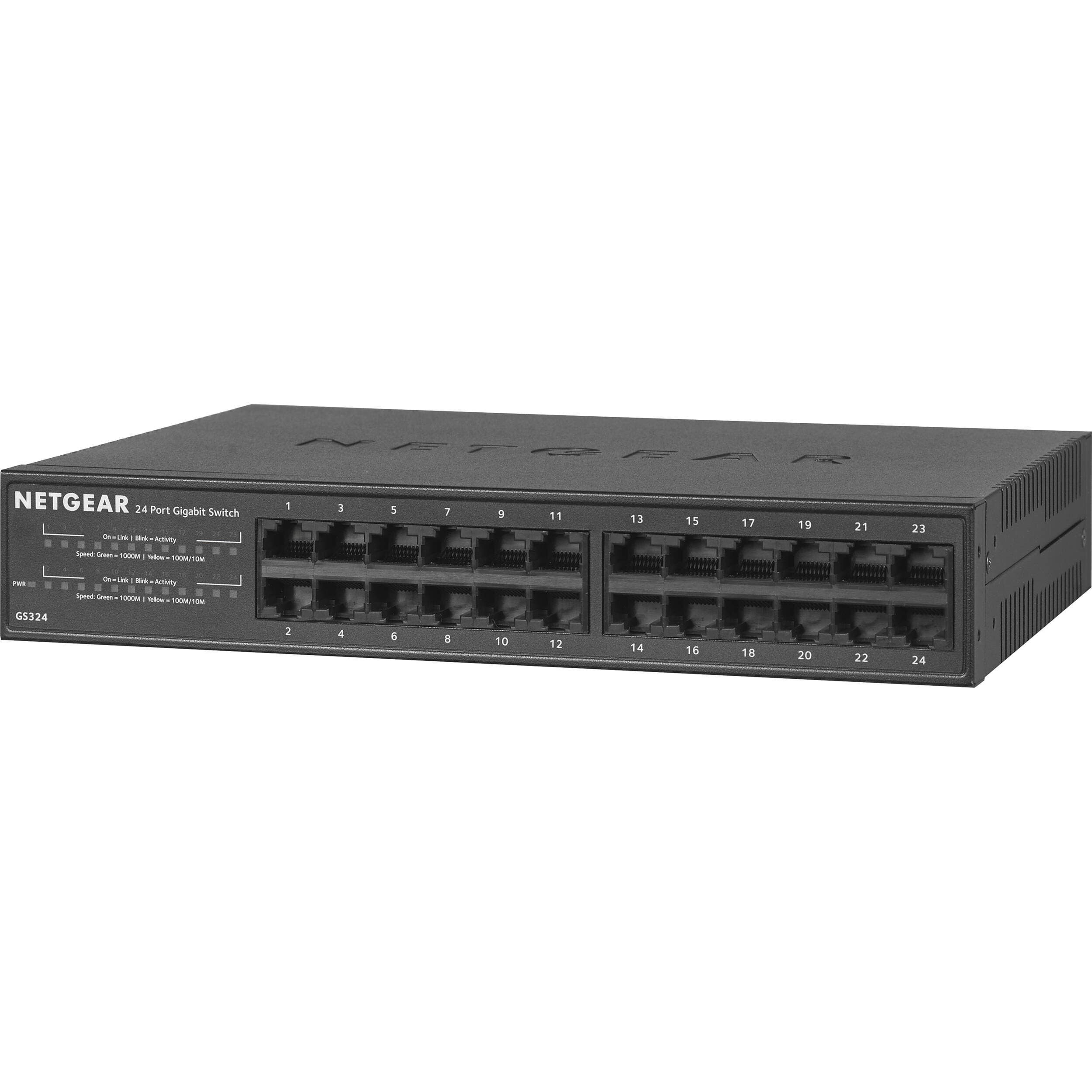 NETGEAR GS324-200NAS 24-port Gigabit unmanaged desktop switch fanless design