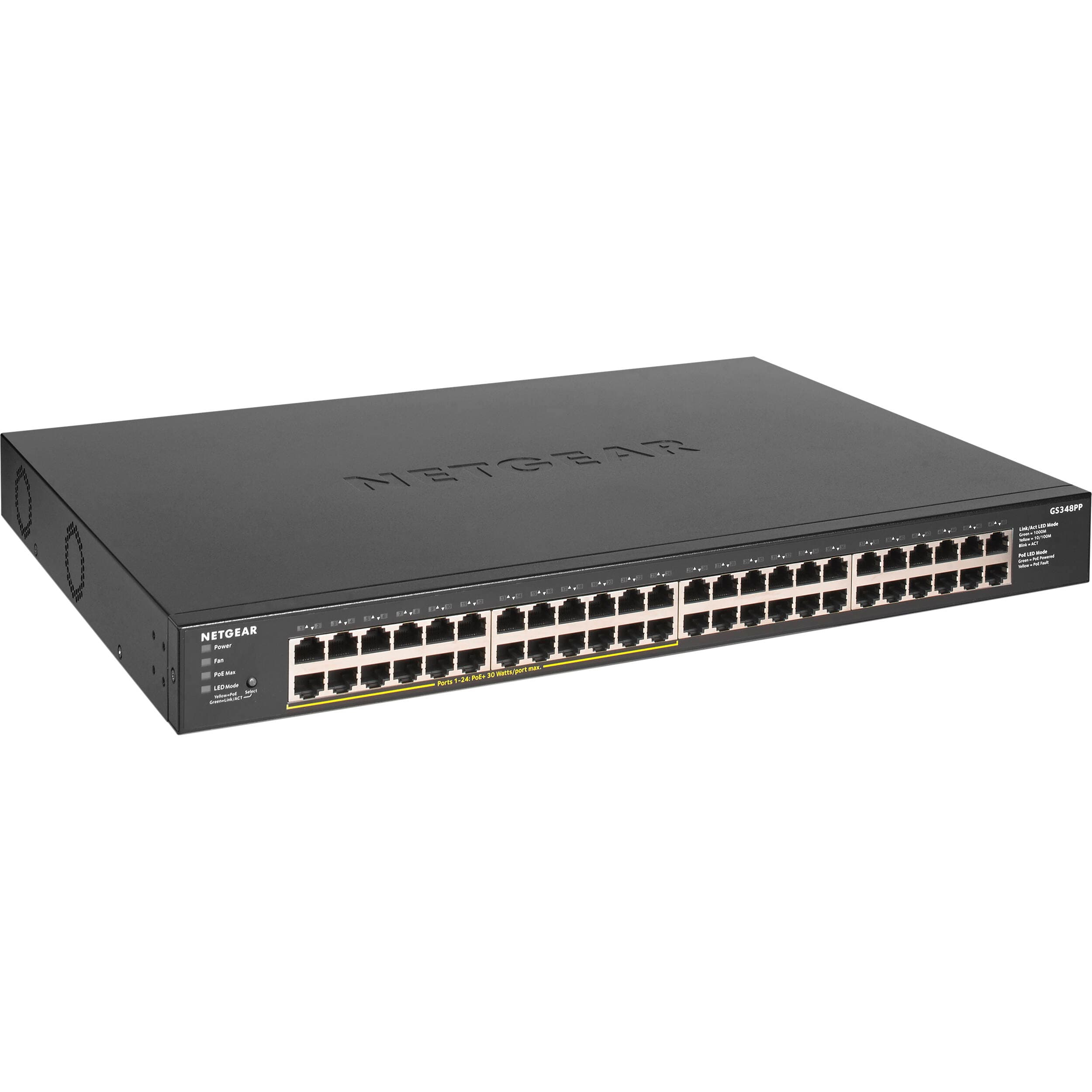 Netgear GS348PP-100NAS 48-Port Gigabit PoE Switch | Unmanaged Enterprise