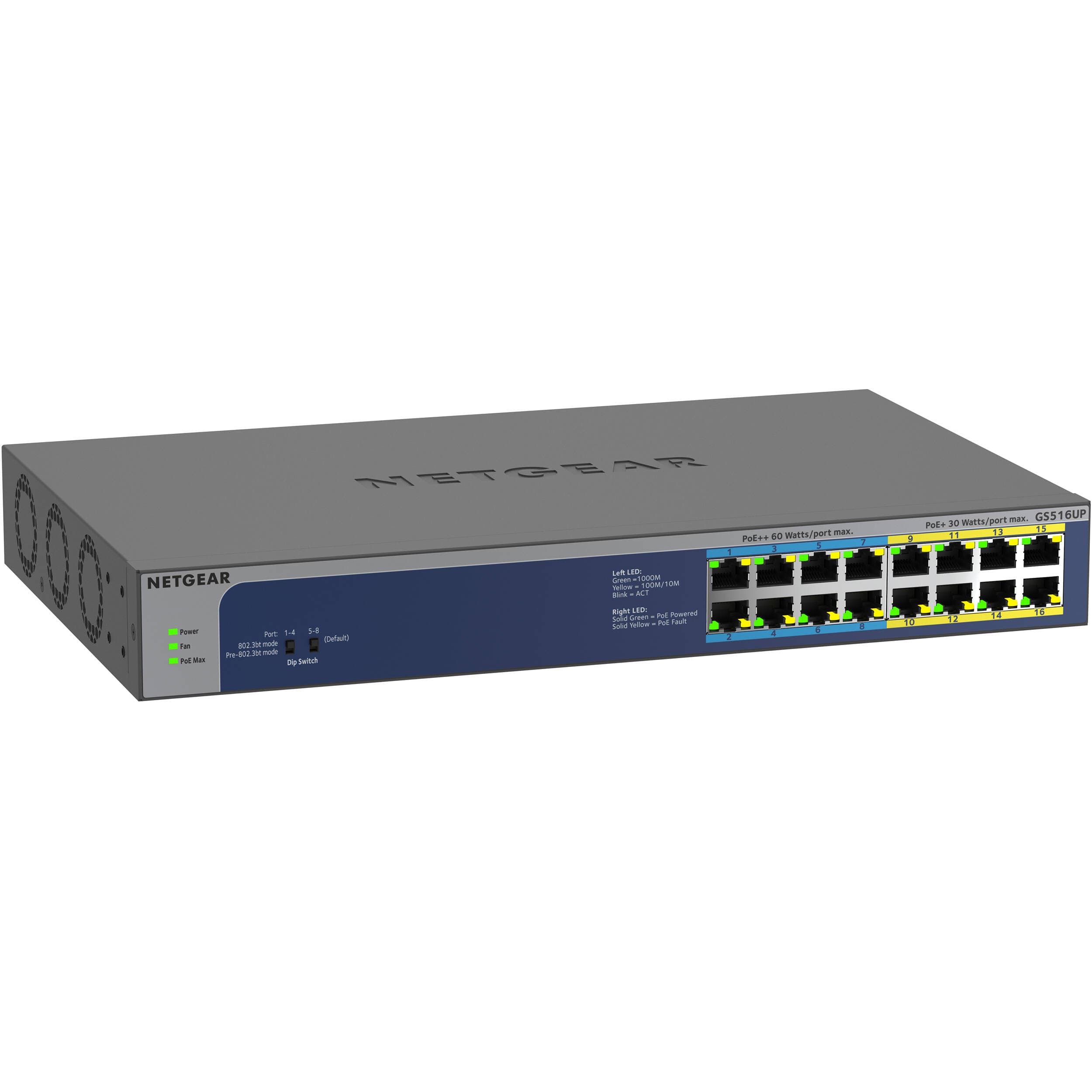 NETGEAR GS516UP-100NAS 16-Port Gigabit PoE++ Switch | Unmanaged, 380 W