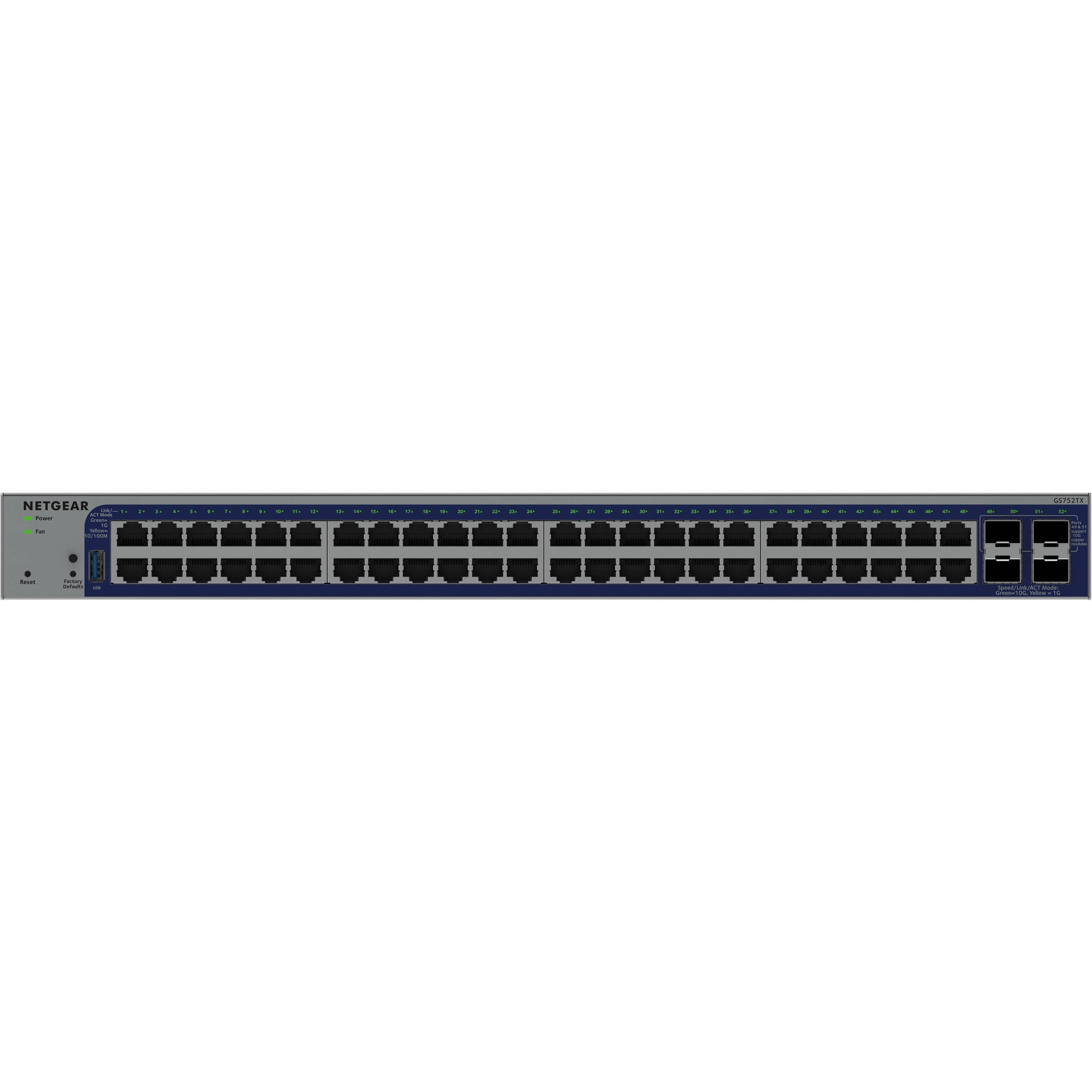 Netgear GS752TX-300NAS 48-port Gigabit smart switch with 10G SFP+ uplinks