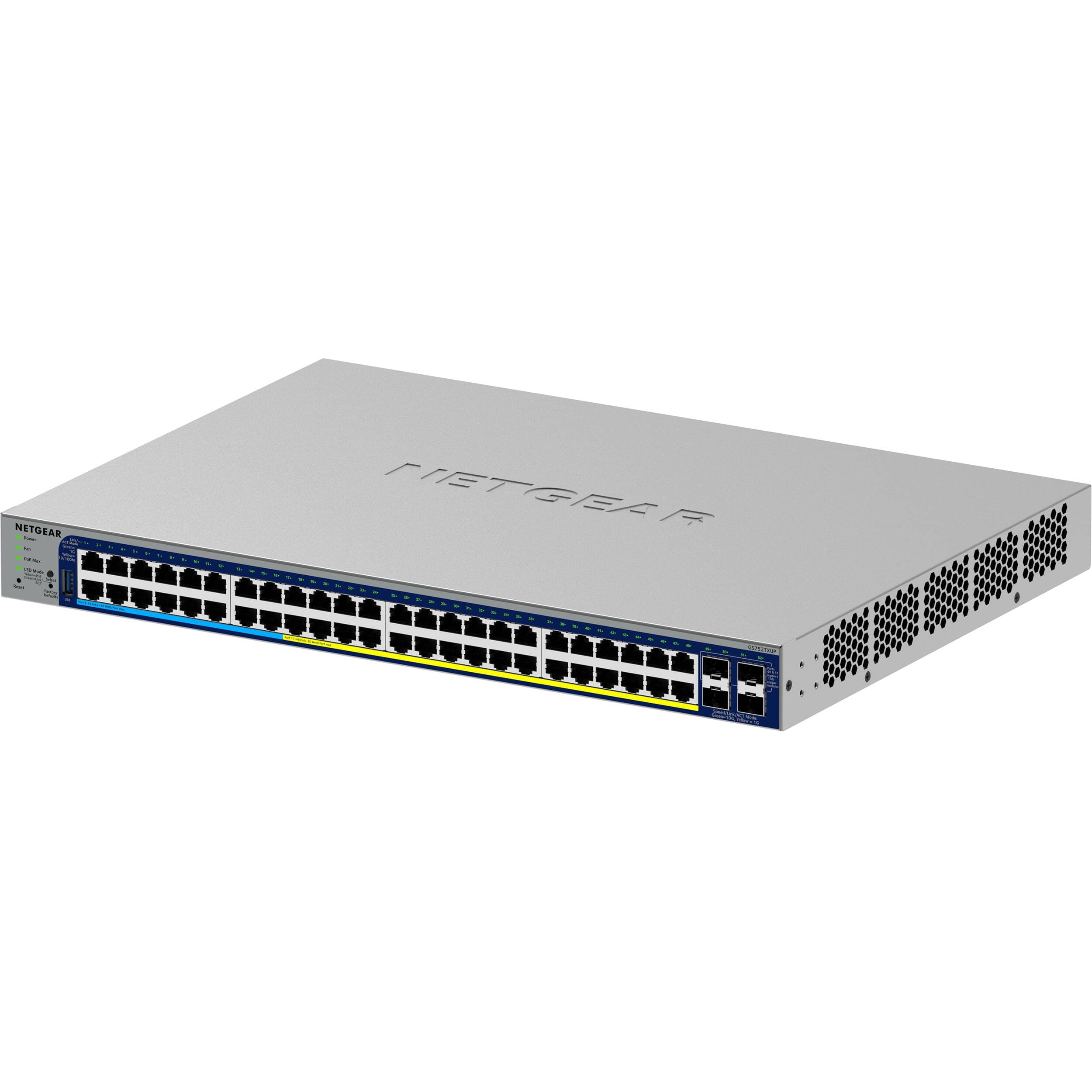 Netgear GS752TXUP-300NAS 48-port Gigabit PoE smart switch with 4 10G SFP+ uplinks