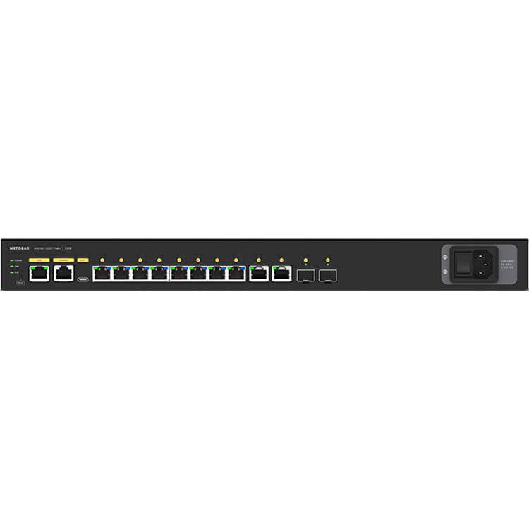 NETGEAR M4250 GSM4212P-100NAS managed AV switch with 8 PoE+ ports and 2 SFP uplinks