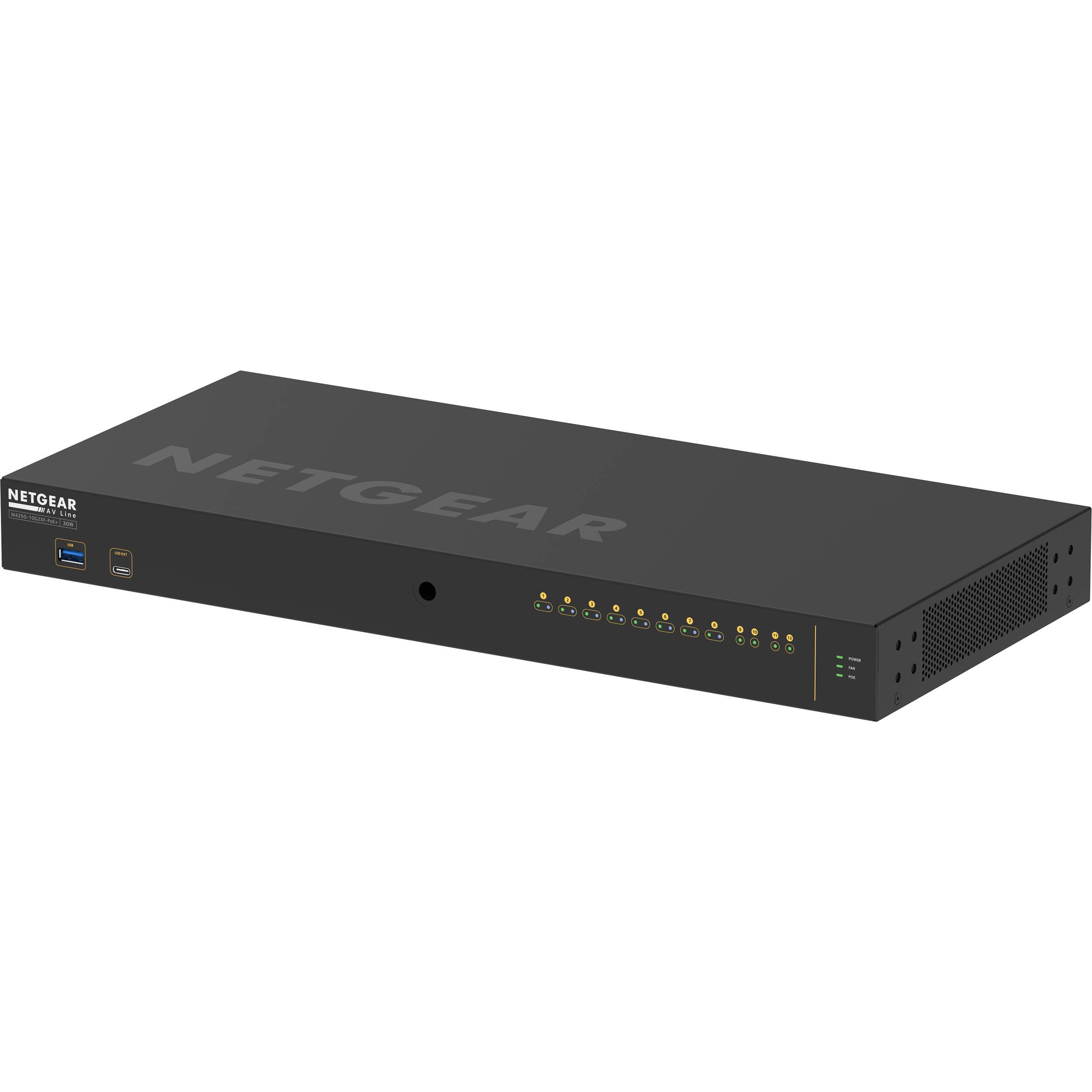 NETGEAR M4250 GSM4212PX-100NAS 10G2XF PoE+ AV switch with 8 PoE+ ports and 2 SFP+ uplinks