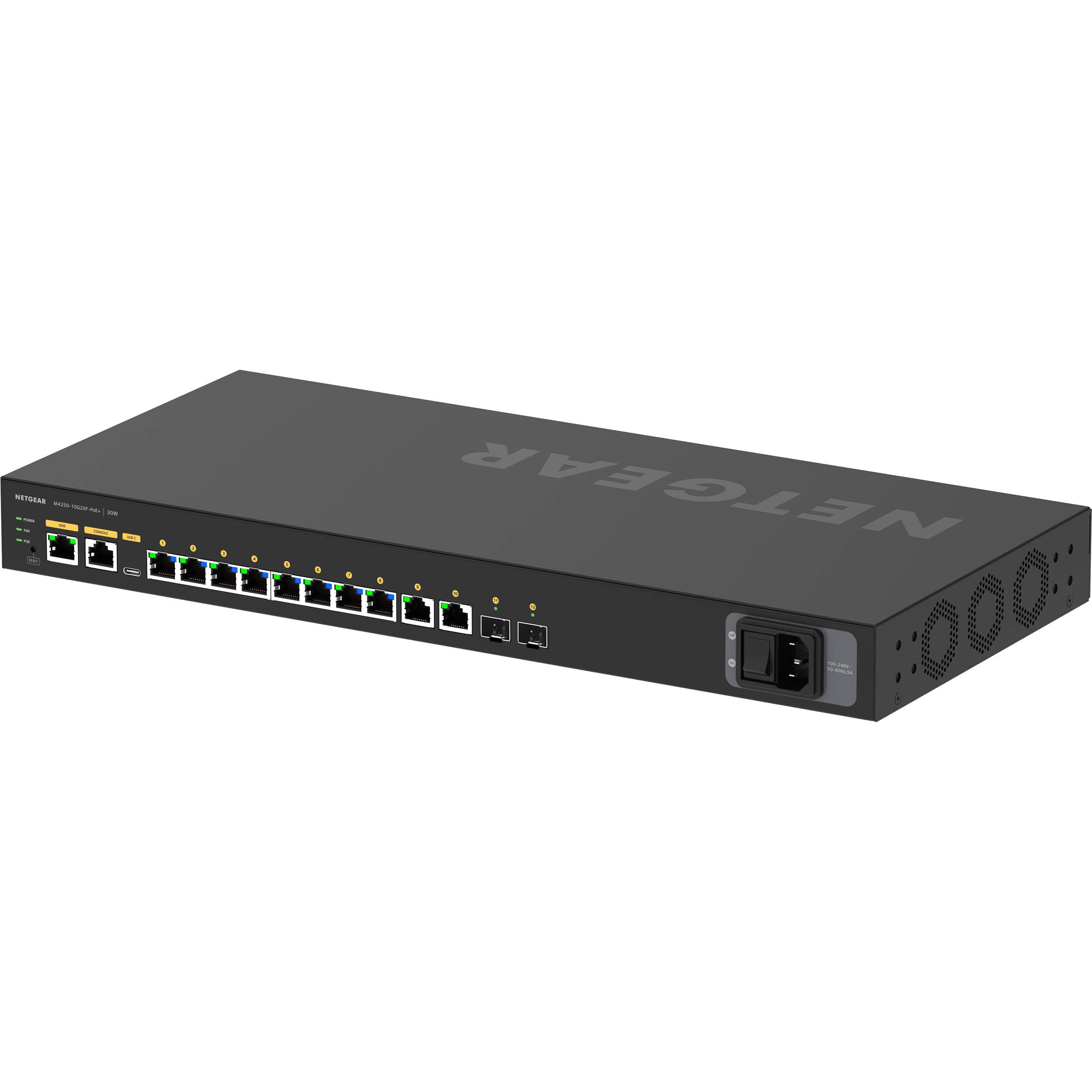 NETGEAR M4250 GSM4212PX-100NAS 10G2XF PoE+ AV switch with 8 PoE+ ports and 2 SFP+ uplinks