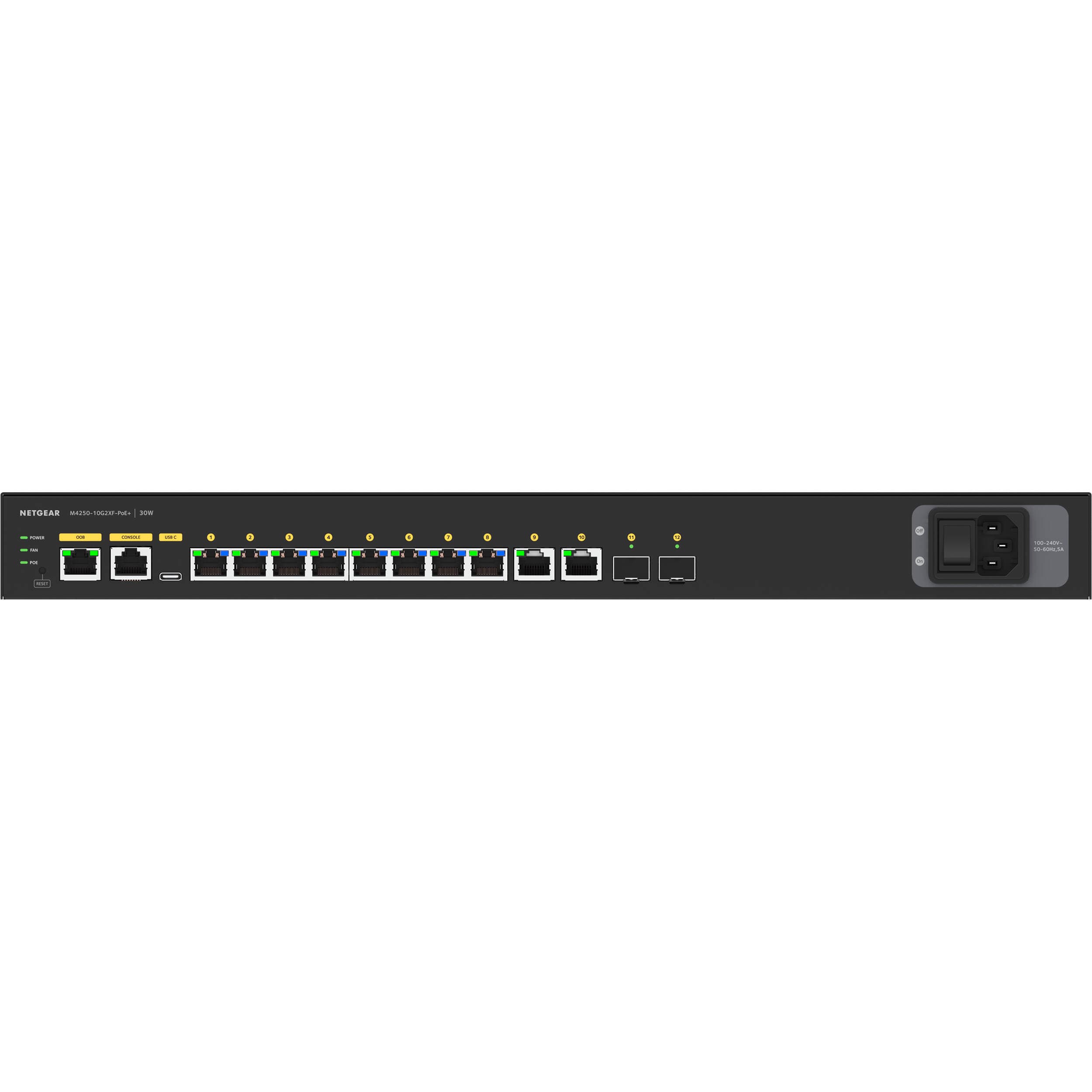 NETGEAR M4250 GSM4212PX-100NAS 10G2XF PoE+ AV switch with 8 PoE+ ports and 2 SFP+ uplinks