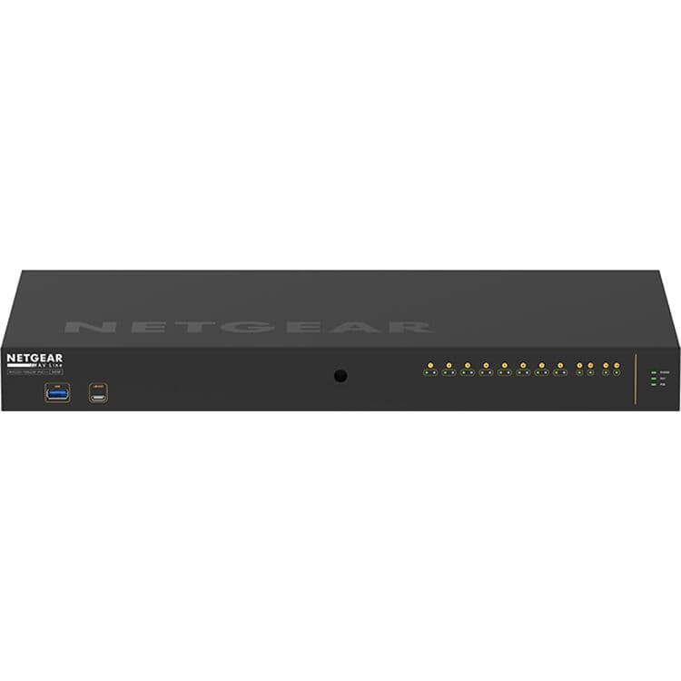 NETGEAR M4250 GSM4212UX-100NAS managed AV switch with 8 PoE++ ports, 720 W budget, and 10G uplinks