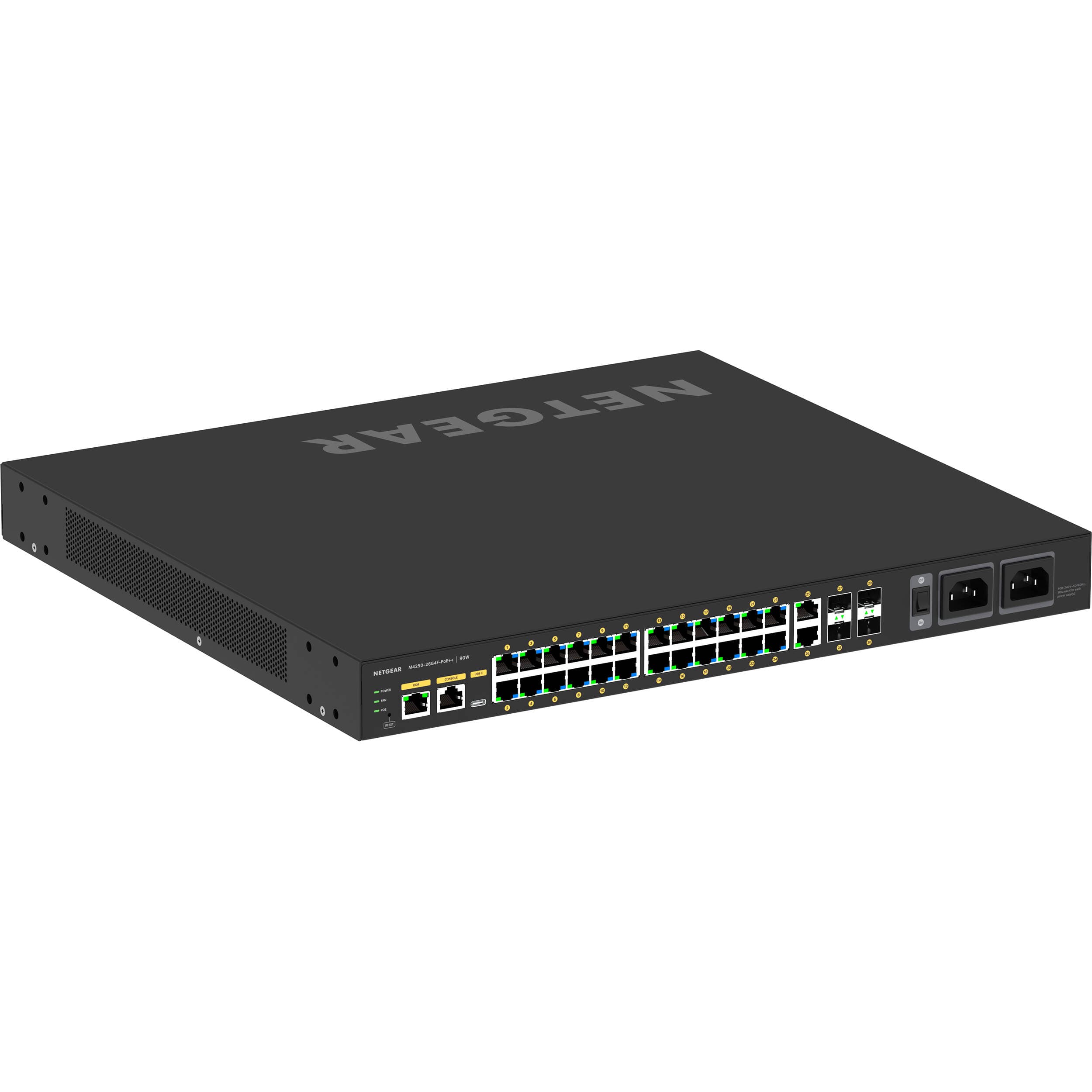 Netgear M4250 26G4F managed PoE++ switch with 24 PoE ports and 10G uplinks