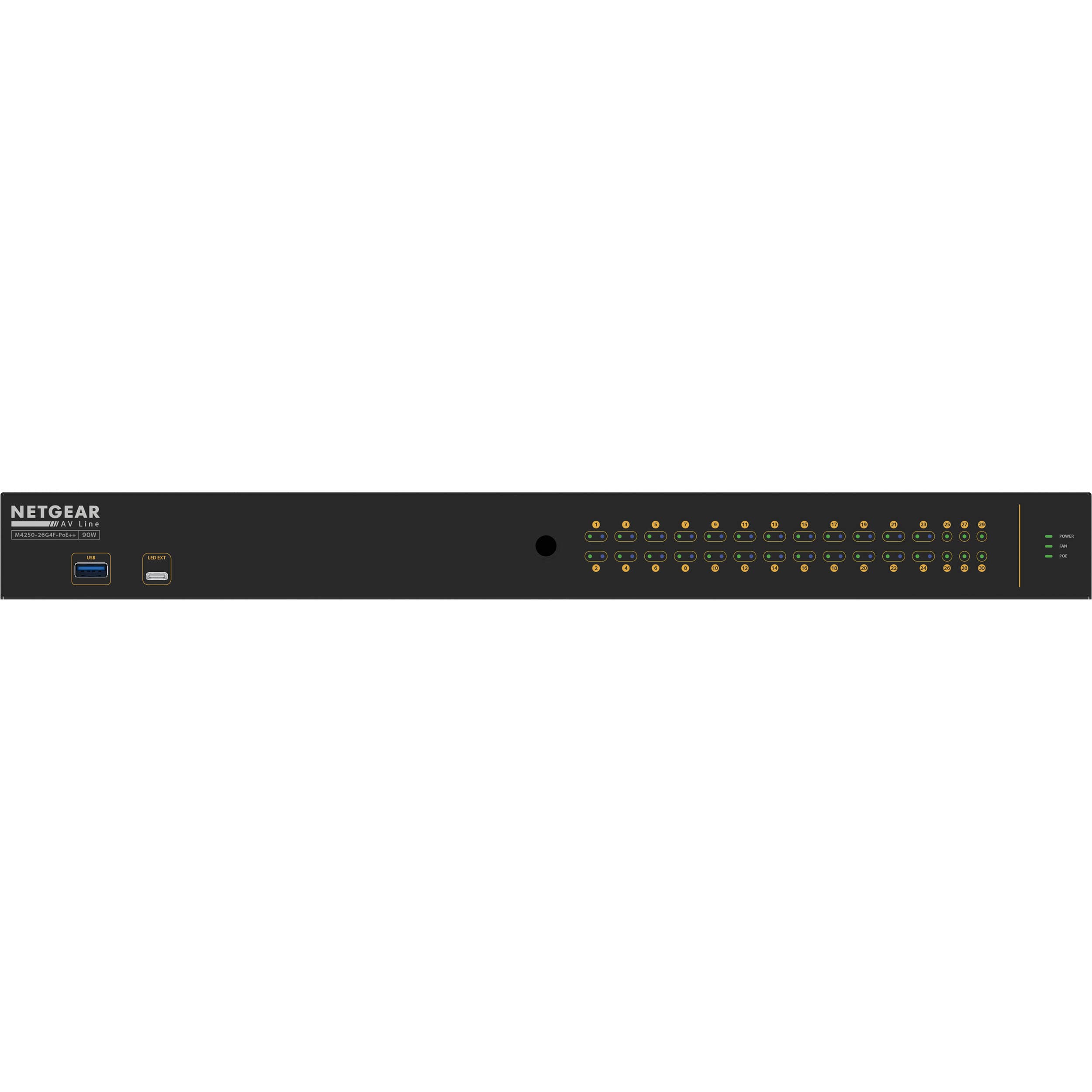Netgear M4250 26G4F managed PoE++ switch with 24 PoE ports and 10G uplinks