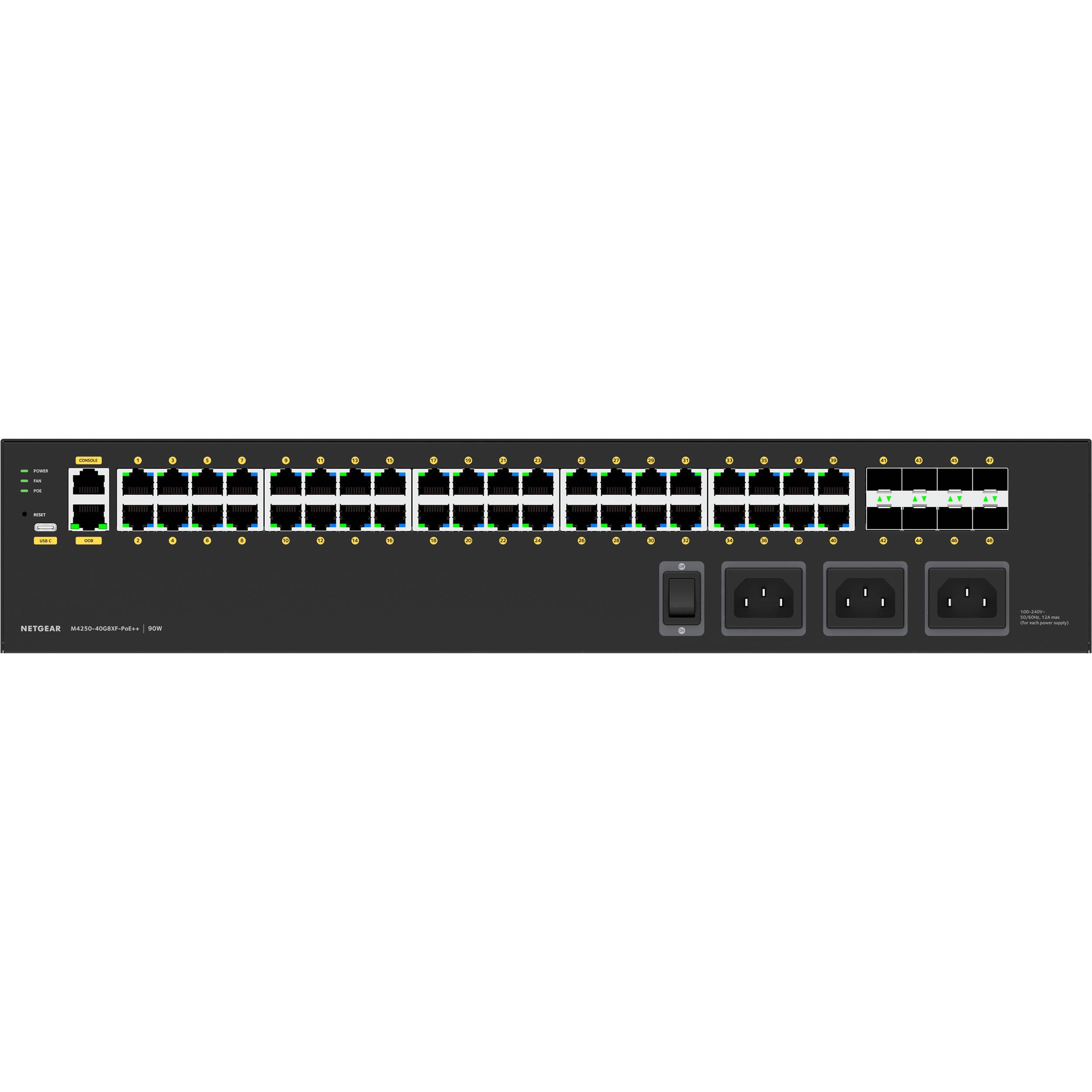 Netgear M4250 GSM4248UX-100NAS managed PoE++ switch with 40G uplink-class connectivity