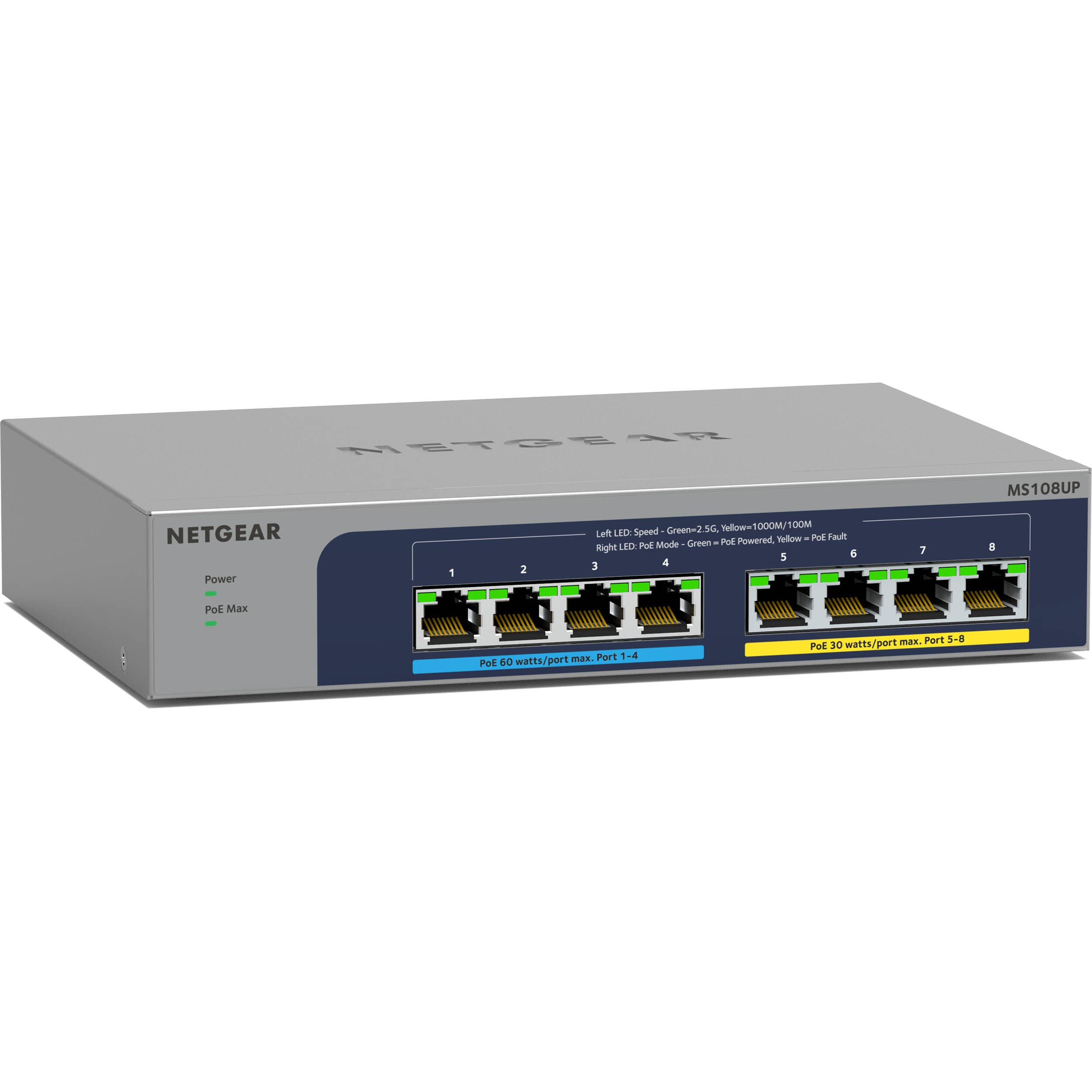Netgear MS108UP-100NAS Ultra60 8-Port Multi-Gig PoE++ Switch | Unmanaged