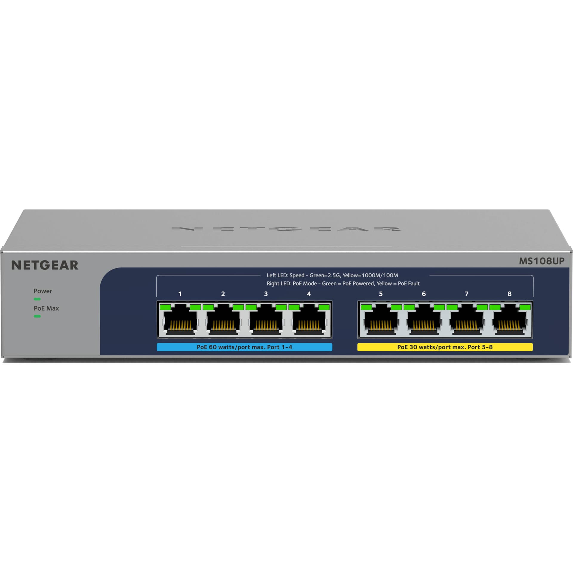 Netgear MS108UP-100NAS Ultra60 8-port multi-gig unmanaged PoE++ switch with 230 W budget
