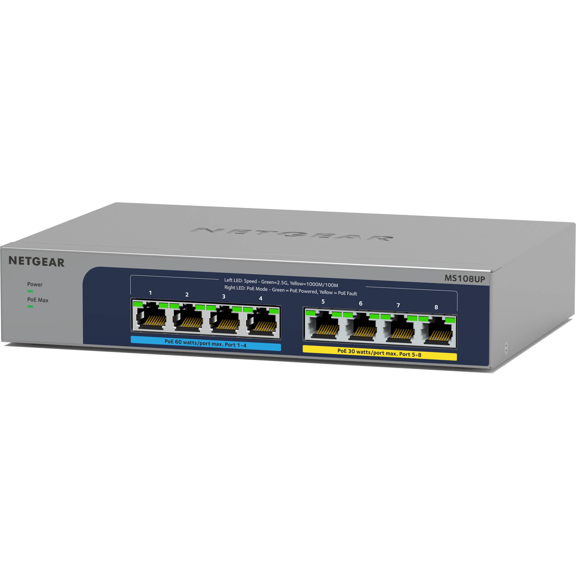 Netgear MS108UP-100NAS Ultra60 8-port multi-gig unmanaged PoE++ switch with 230 W budget
