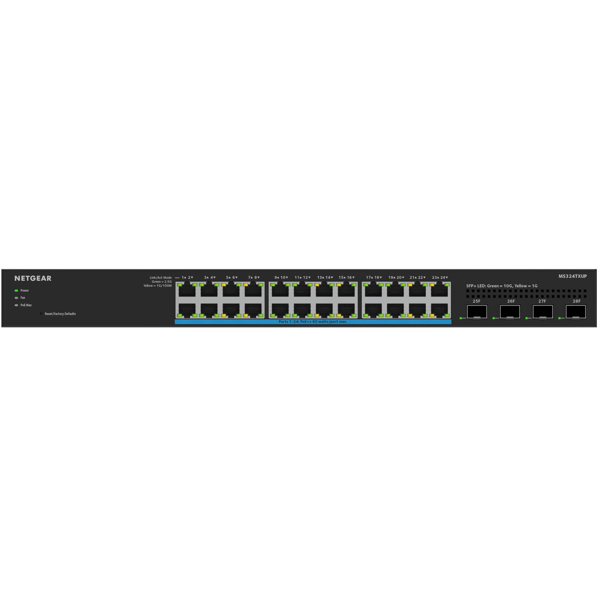 Netgear MS324TXUP-100NAS 24-port PoE++ smart switch with 10G uplinks for managed edge networking