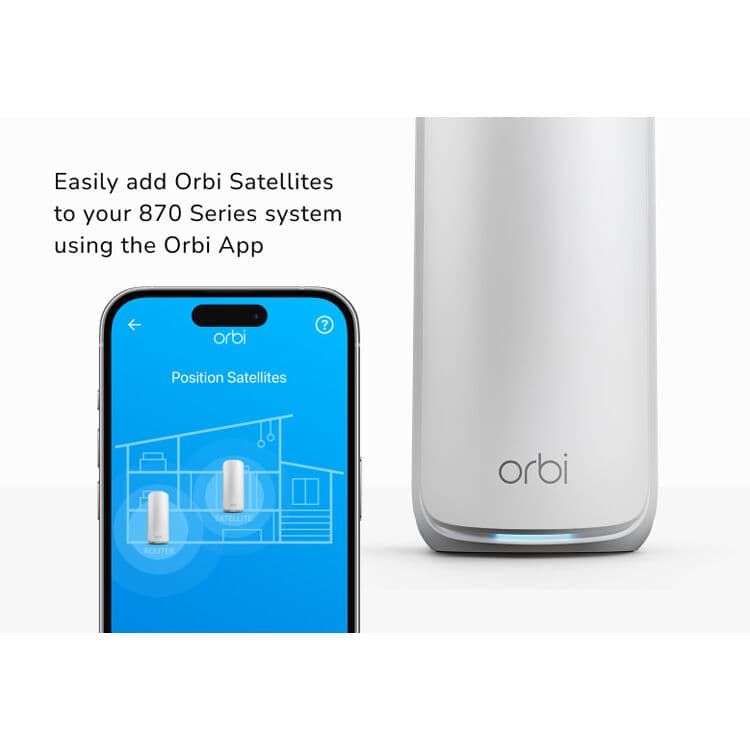 Netgear Orbi 870 WiFi 7 satellite desktop mesh extender with tri-band coverage