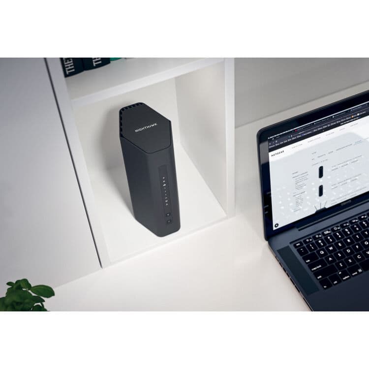 Netgear Nighthawk RS150-100NAS Wi‑Fi 7 router with BE5000 throughput and 3 ports