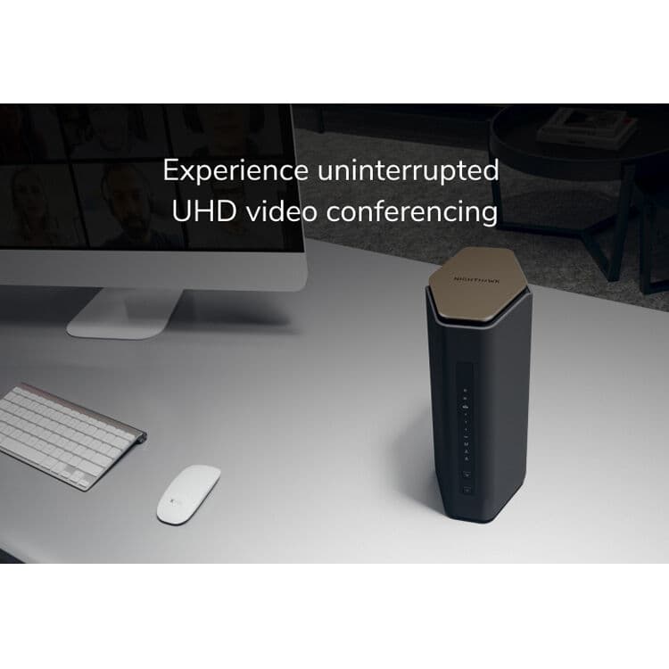 Netgear Nighthawk RS600 WiFi 7 BE18000 desktop router with 5 Ethernet ports