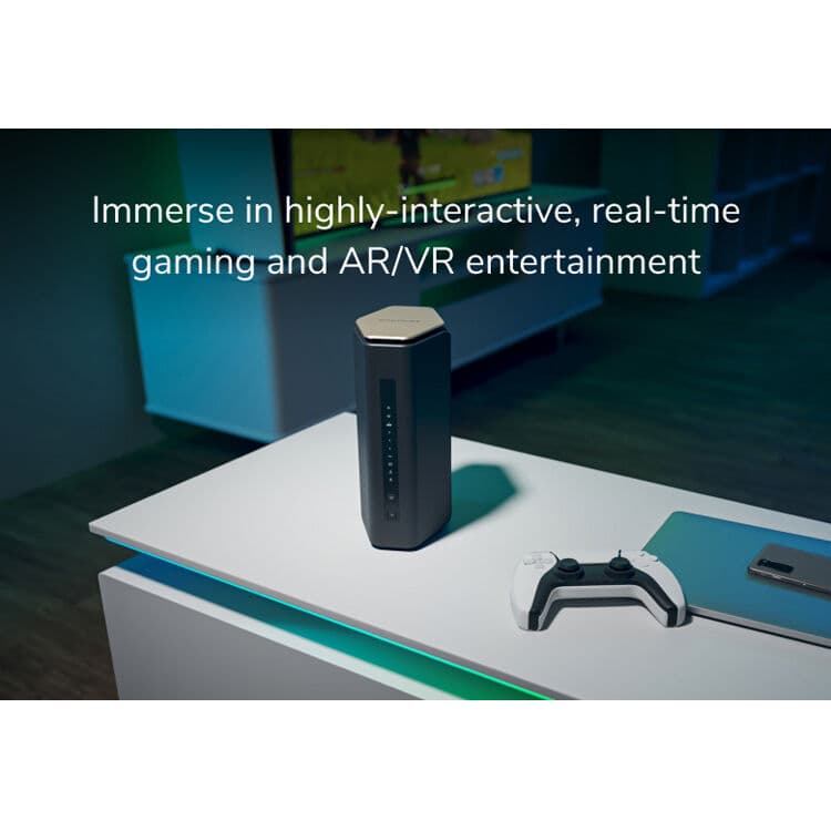 Netgear Nighthawk RS600 WiFi 7 BE18000 desktop router with 5 Ethernet ports